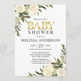 Elegante Aquarellfarben Blütenrosa ElfenbeinBaby-D Einladung