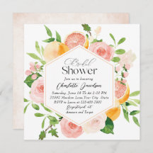 Elegante Aquarellfarben Citrus Pink Blume Bridal S