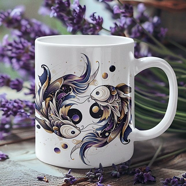 Elegante Aquarellfarben Fisces Zodiac Custom Kaffeetasse (Von Creator hochgeladen)