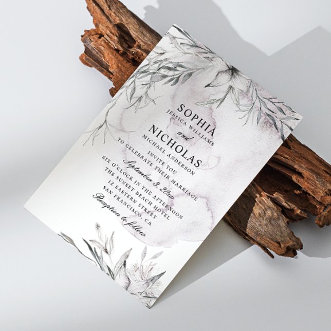 Elegante Aquarellfarben lila Blumenhochzeit Einladung (Von Creator hochgeladen)