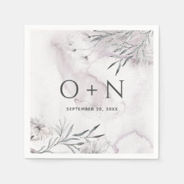 Elegante Aquarellfarben lila Blumenhochzeit Serviette