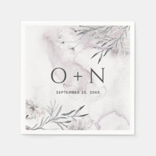 Elegante Aquarellfarben lila Blumenhochzeit Serviette