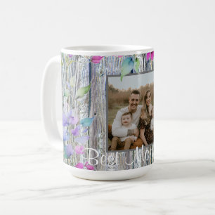 Elegante Aquarellfarben lila Wildblumen Barnwood M Kaffeetasse