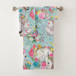 Elegante Aquarellfarben mit blumengeschmückter Opt Badhandtuch Set