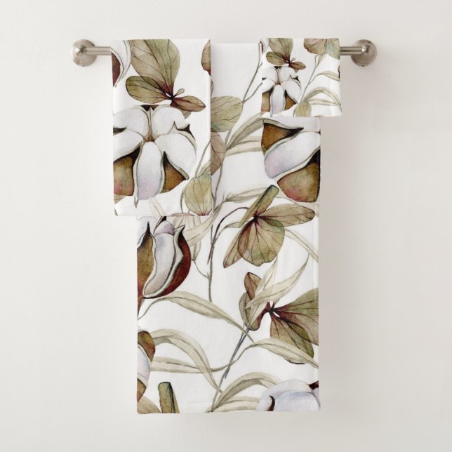 Elegante Aquarellfarben mit blumengeschmückter Opt Badhandtuch Set (Insitu)