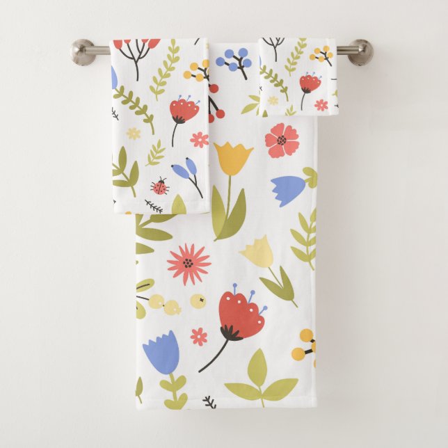 Elegante Aquarellfarben mit blumengeschmückter Opt Badhandtuch Set (Insitu)