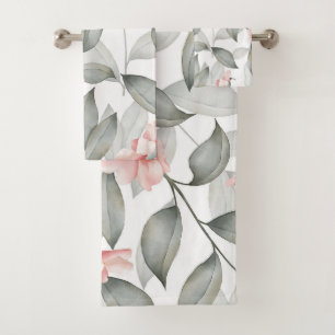 Elegante Aquarellfarben mit blumengeschmückter Opt Badhandtuch Set