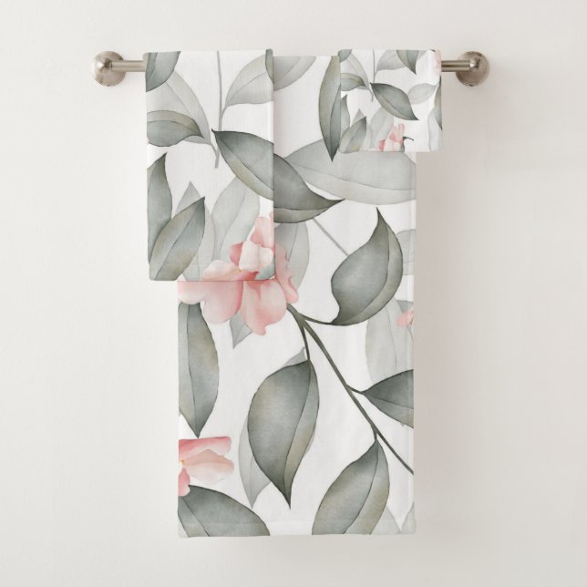 Elegante Aquarellfarben mit blumengeschmückter Opt Badhandtuch Set (Insitu)