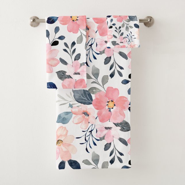 Elegante Aquarellfarben mit blumengeschmückter Opt Badhandtuch Set (Insitu)