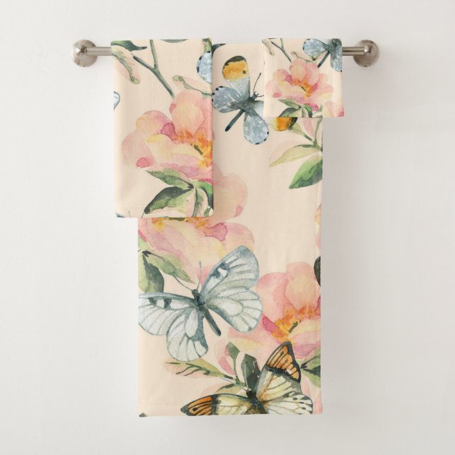 Elegante Aquarellfarben mit blumengeschmückter Opt Badhandtuch Set (Insitu)