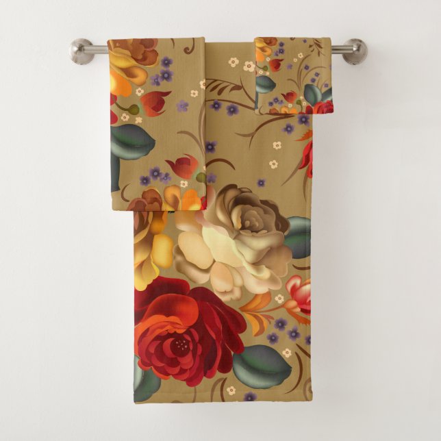 Elegante Aquarellfarben mit blumengeschmückter Opt Badhandtuch Set (Insitu)