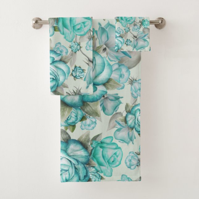 Elegante Aquarellfarben mit blumengeschmückter Opt Badhandtuch Set (Insitu)