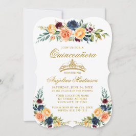 Elegante Aquarellfarben Mixed Floral Quinceanera Einladung