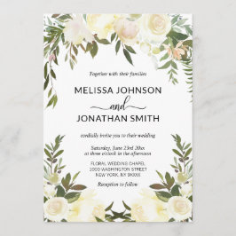 Elegante Aquarellfarben Rosa Creme Elfenbeinhochze Einladung