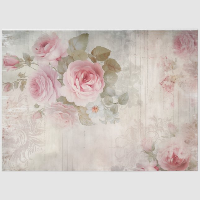 Elegante Aquarellfarben Rosa Rosen Rose schick Seidenpapier (Vorderseite)