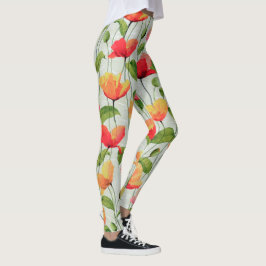 Elegante Aquarellfarben Rosa und Gelbe Blumen | Leggings