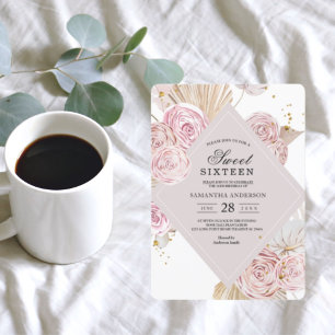 Elegante Aquarellfarben, rosa und Lila Blumenrahme Einladung