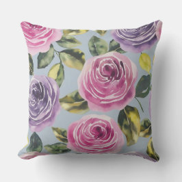 Elegante Aquarellfarben Rose Blumendesign Kissen