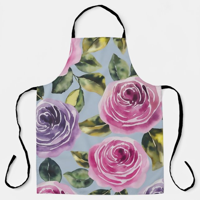 Elegante Aquarellfarben Rose Blumendesign Schürze (Vorderseite)