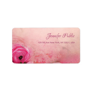 Elegante Aquarellfarben Rose Blumenmuster Moderne Adressaufkleber