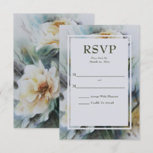 Elegante Aquarellfarben Rose Creme and Sage Green RSVP Karte