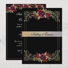 Elegante Aquarellfarben Rose Goldrahmen Hochzeit Einladung