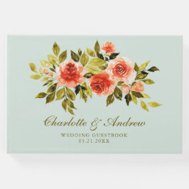 Elegante Aquarellfarben Rose Mint Green Wedding Gästebuch