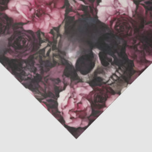 Elegante Aquarellfarben Rose Skull Halloween Seidenpapier