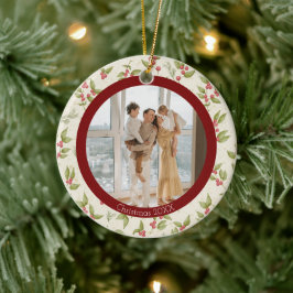 Elegante Aquarellfarben, Rot-Rahmen-Familie Keramik Ornament