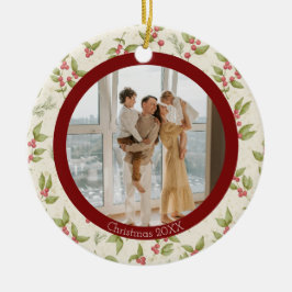 Elegante Aquarellfarben, Rot-Rahmen-Familie Keramik Ornament