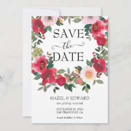 Elegante Aquarellfarben Rote Rose Save the Date fl Einladung