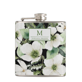 Elegante Aquarellfarben, schwarz und weiß Flachmann