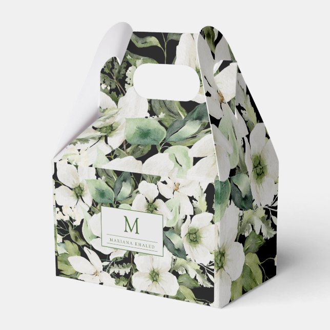 Elegante Aquarellfarben, schwarz und weiß Geschenkschachtel (Vorderseite)