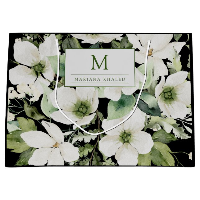 Elegante Aquarellfarben, schwarz und weiß Große Geschenktüte (Vorderseite)