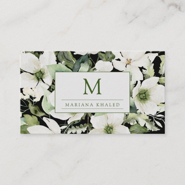 Elegante Aquarellfarben, schwarz und weiß Visitenkarte (Vorderseite)