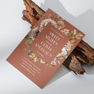 Elegante Aquarellfarben Terrakotta Süß 16 Einladung