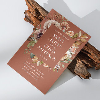 Elegante Aquarellfarben Terrakotta Süß 16 Einladung