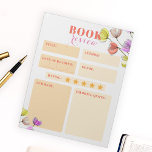 Elegante Aquarellfarben und Tinten Blume Buchübers Notizblock<br><div class="desc">Mit unserem individuell gestaltbaren Notizblock für Buchrezension, der perfekte Begleiter für jeden Buchliebhaber. Dieses Notizblock ist so konzipiert, dass Sie Ihre Gedanken und Überlegungen während Ihrer Reise durch jedes Buch einfangen können. Das Notizblock enthält Abschnitte für Titel, Autor, Datum des Lesens, Geschlecht, Bewertung, Zusammenfassung und Favoritenangebot. Jeder Bereich ist ein...</div>