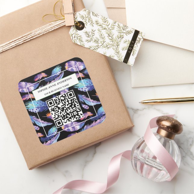 Elegante Aquarellfarben verleiht Ihrem Logo-Slogan Quadratischer Aufkleber (Schenken)