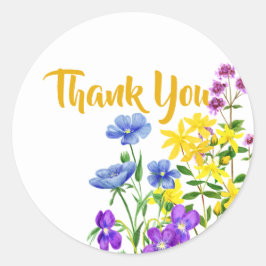Elegante Aquarellfarben Wildblumen Danke Sticker