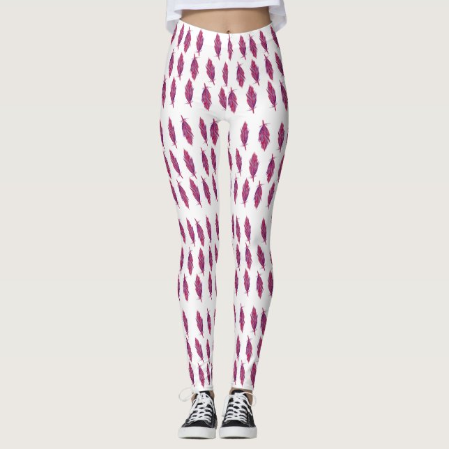 Elegante Aquarellfedern Custom Leggings (Vorderseite)