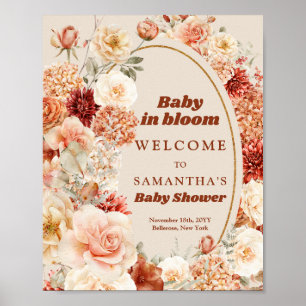 Elegante Aquarellgarten Blume Begrüßungszeichen Poster