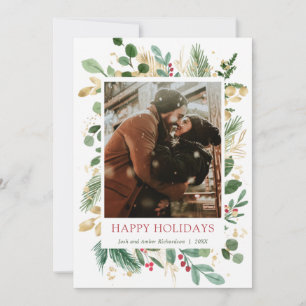 Elegante Aquarellgoldfolie Rote Holen Weihnachten