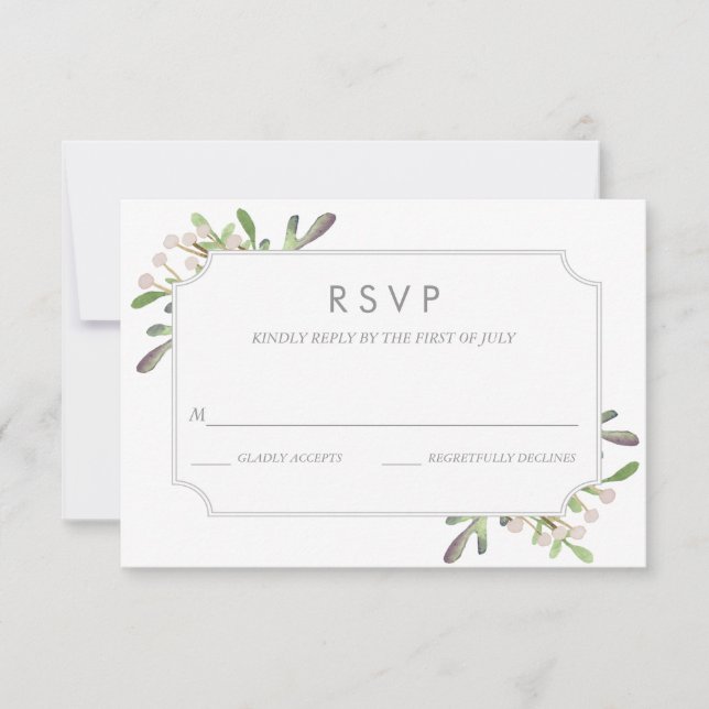 Elegante Aquarellkarte RSVP Karte (Vorderseite)