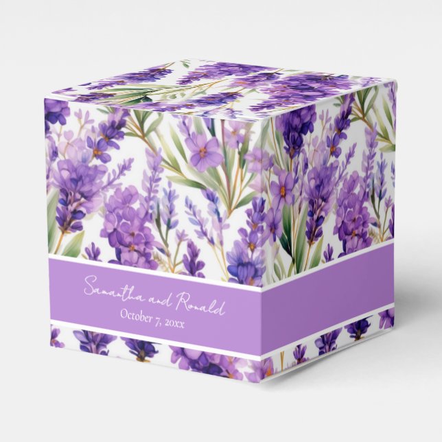 Elegante Aquarelllavender-Blume bevorzugen Box Geschenkschachtel (Vorderseite)