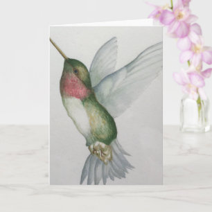 Elegante Aquarellmalerei des Kolibris, Vogelkunst Karte
