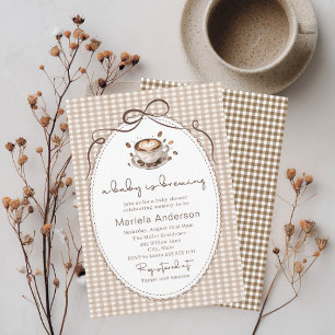 Elegante Aquarellmalerei ein Baby braut Kaffee Mus Einladung