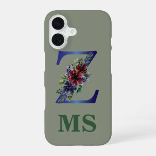 elegante Aquarellmalerei eines roten und blauen Bl iPhone 16 Hülle