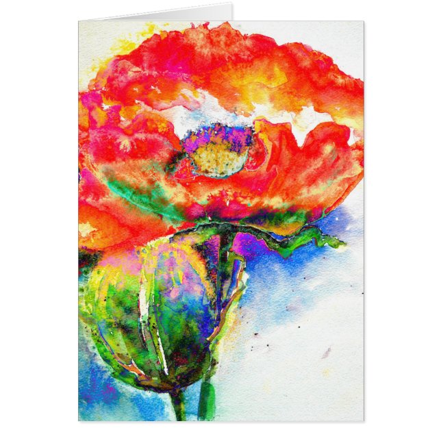 Elegante Aquarellmalerei mit rotem Blumen (Vorne)