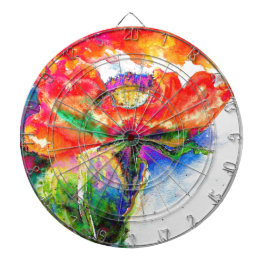 Elegante Aquarellmalerei mit rotem Blumen Dartscheibe